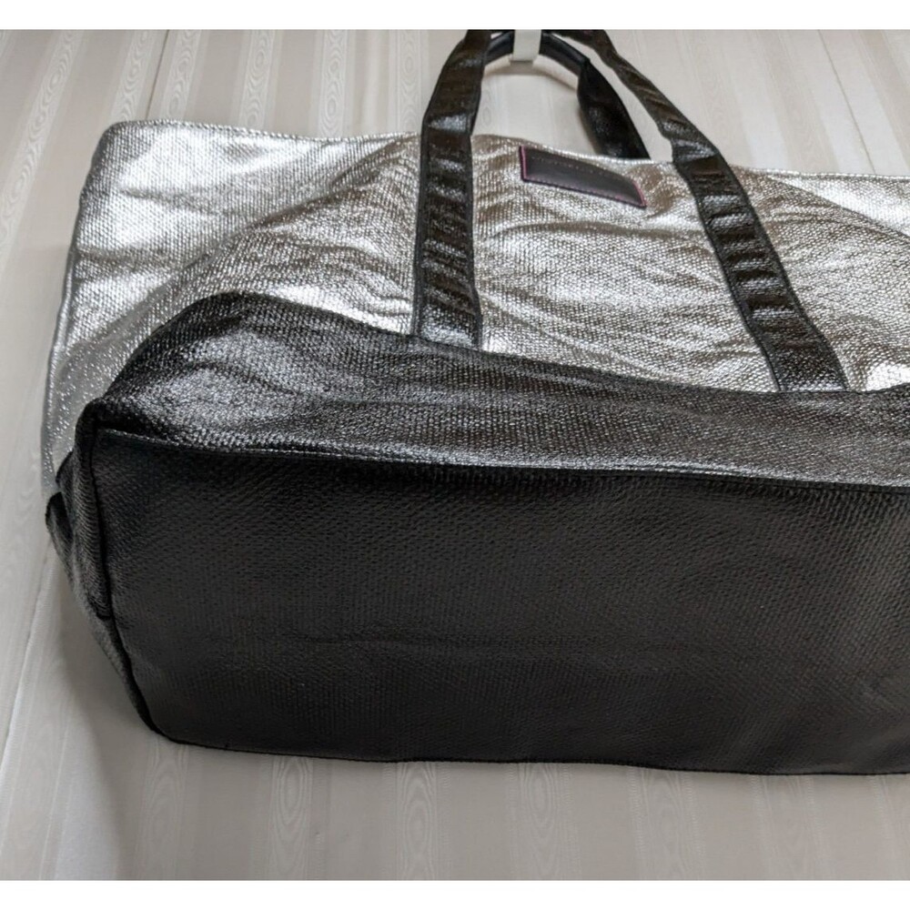 Victoria's Secret Weekender Large Tote Bag Silver 24X14 in Travel Gym Pool Beach - Picture 6 of 10